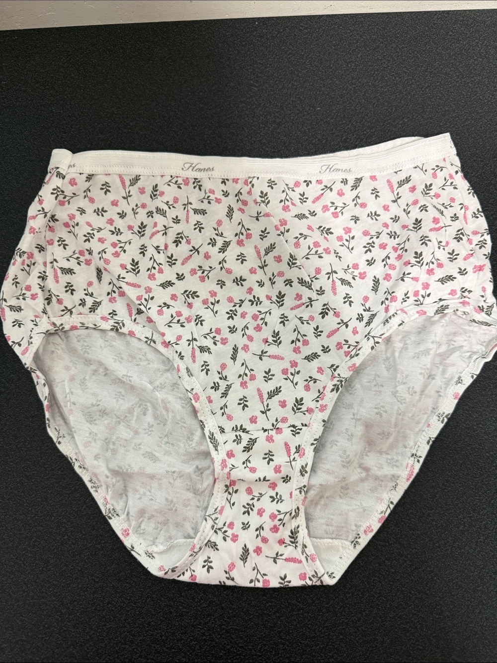 Hanes White Floral Cotton Briefs with Pink Flowers